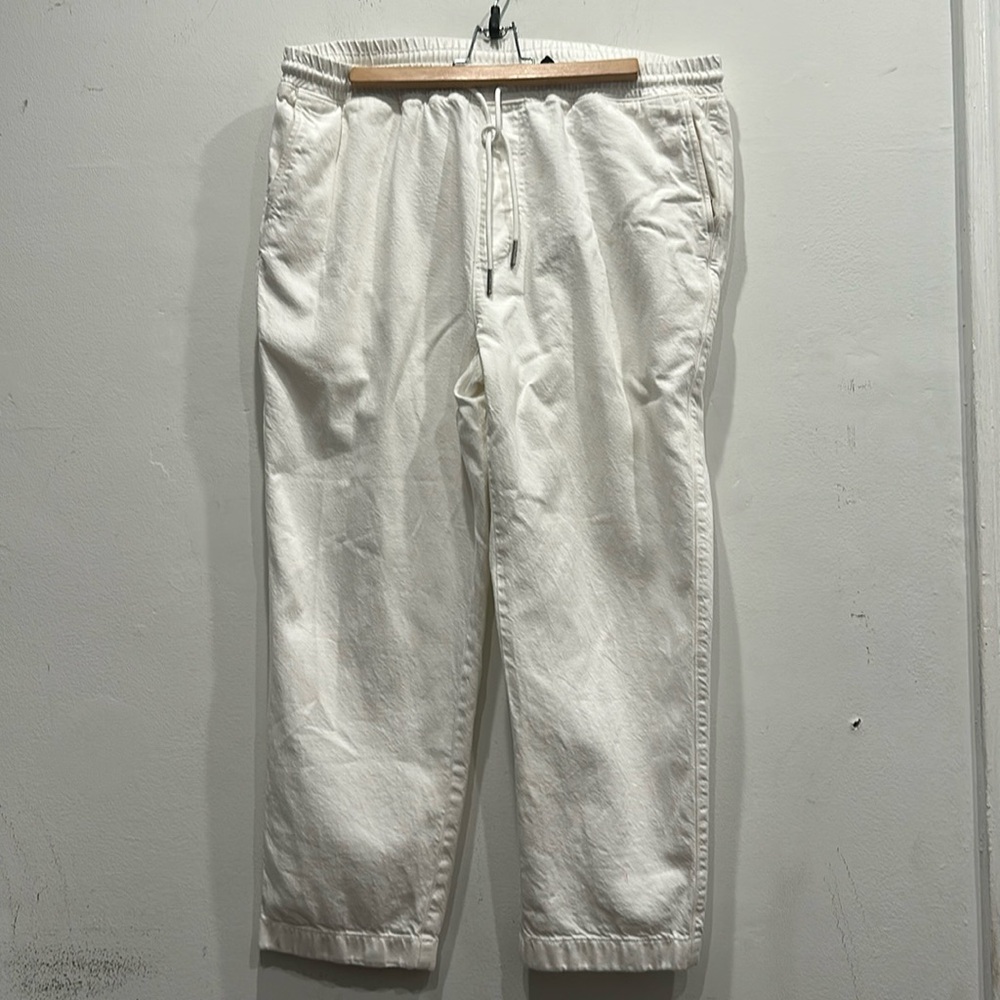 KITH Classic Tapered white cotton Pants Mens large drawstring coastal beach